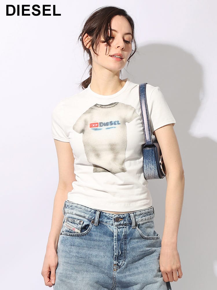 DIESEL (ディーゼル) Tシャツプリント クルーネック 半袖 Tシャツ レディース