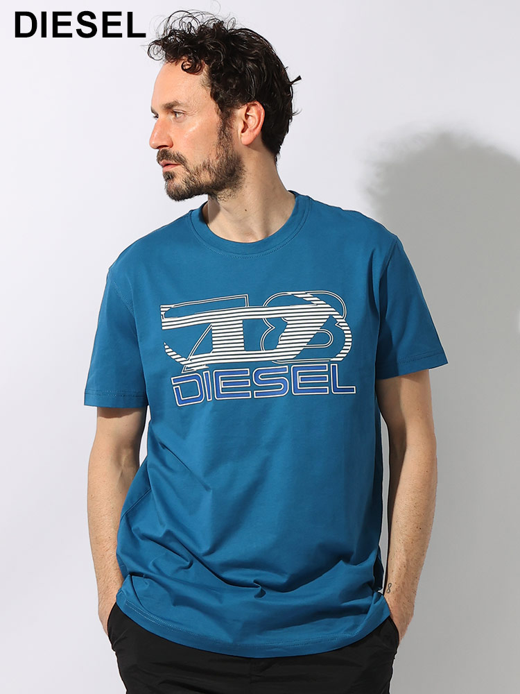 DIESEL (ディーゼル) Dロゴ＆78グラフィック プリント クルーネック 半袖 Tシャツ SLIMFIT