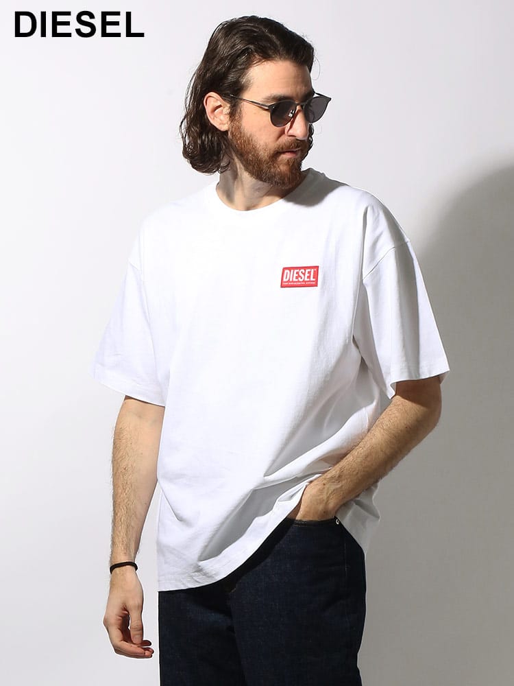 DIESEL (ディーゼル) ボックスロゴ クルーネック 半袖 Tシャツ メンズ 