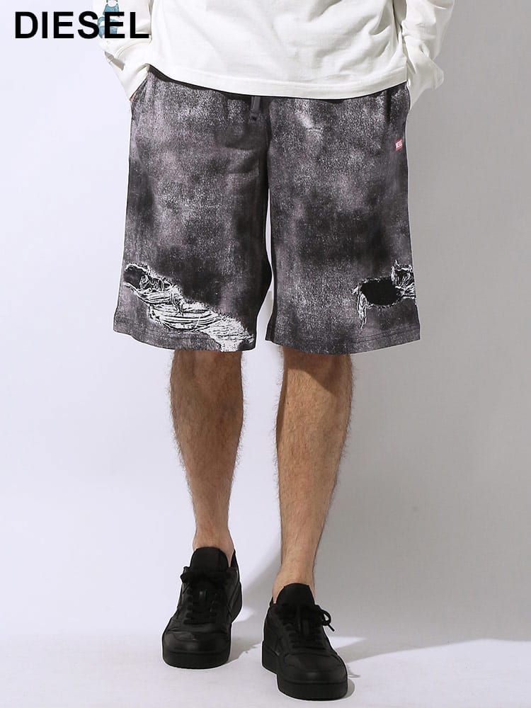 DIESEL (ディーゼル) トロンプイユプリント ウエストコード バックポケット ショートパンツ