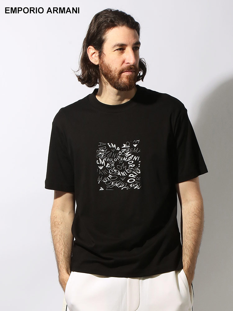 EMPORIO ARMANI (エンポリオアルマーニ) 刺繍BOXロゴ クルーネック 半袖 Tシャツ