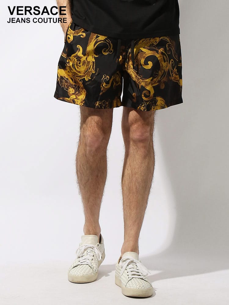 VERSACE JEANS COUTURE (ヴェルサーチェ ジーンズ クチュール) ウォーターカラー ウエストコード 前閉じ ショートパンツ