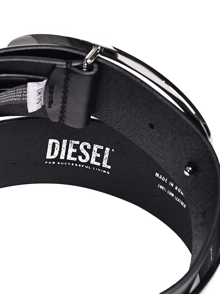 DIESEL (ディーゼル) 牛革 オーバルロゴ バックル留め ベルト 75cm 