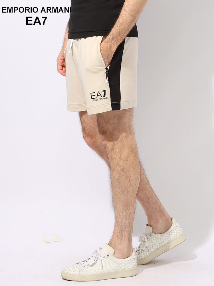 EMPORIO ARMANI EA7 (エンポリオ アルマーニ) パネル切替 ロゴ ジッパーポケット付き ショートパンツ EA73DPS58PJLIZ