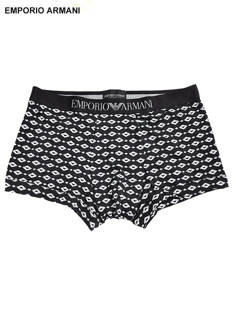 EMPORIO ARMANI (エンポリオアルマーニ) 総柄ロゴクラシックパターン ウエストバンド 前閉じ ボクサーパンツ EAU1113894R504 メンズ