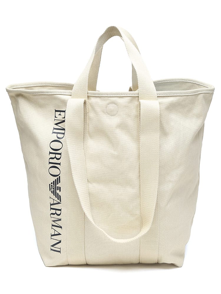 EMPORIO ARMANI (エンポリオアルマーニ) EMPORIO ARMANI SWIM WEAR コットン ロゴプリント 2WAY トートバッグ