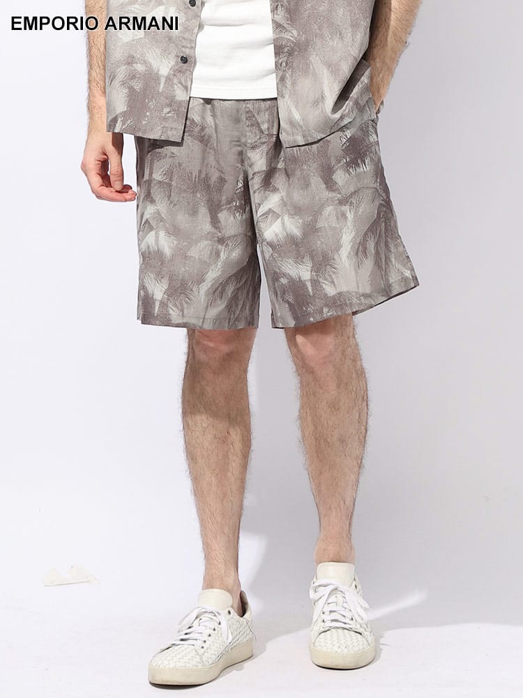 EMPORIO ARMANI (エンポリオ アルマーニ) パームツリー柄 ジップフライ ショートパンツ EA3D1PE31NRDZ