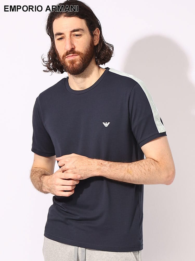 EMPORIO ARMANI (エンポリオアルマーニ) サイドロゴライン クルーネック 半袖 アンダー Tシャツ EAU118904R717 メンズ