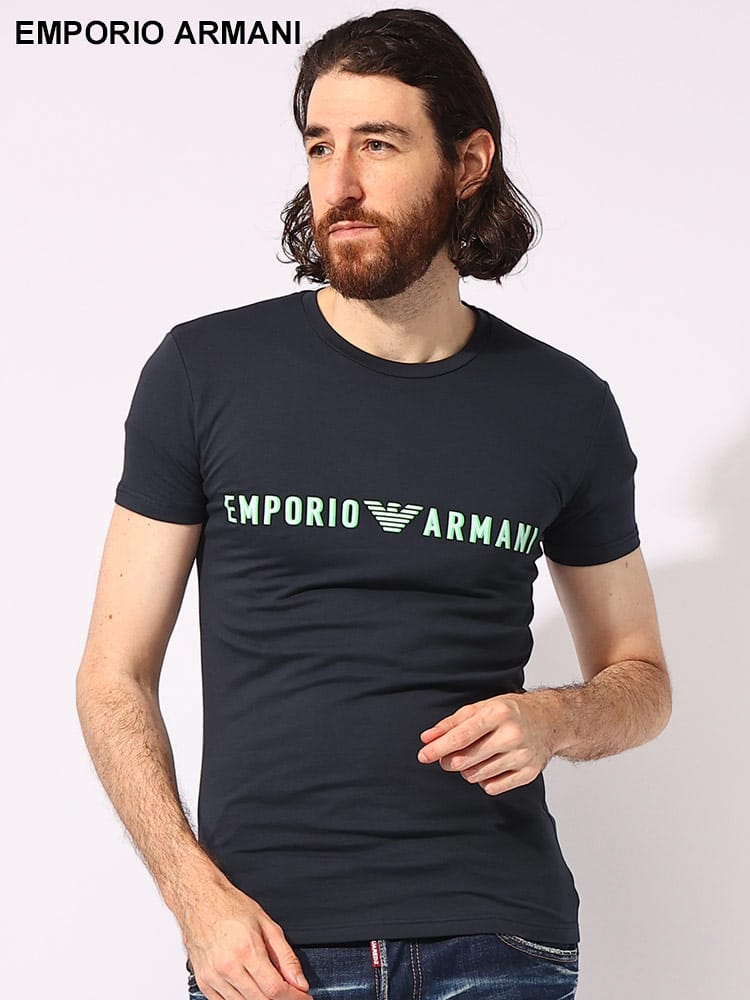 EMPORIO ARMANI (エンポリオアルマーニ) フロントロゴ クルーネック 半袖 アンダー Tシャツ EAU1110354R516 メンズ