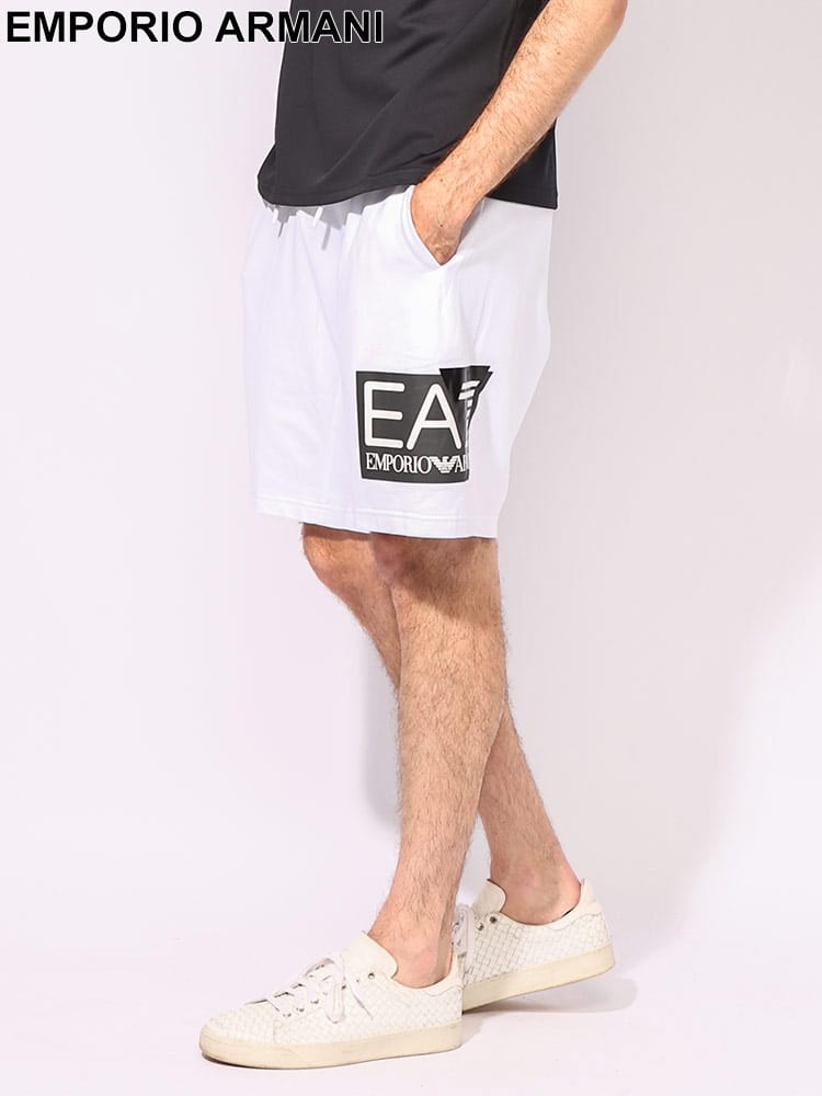 EMPORIO ARMANI (エンポリオアルマーニ) 裾ロゴプリント ウエストコード スウェットショーツ EA73DPS63PJ05Z メンズ