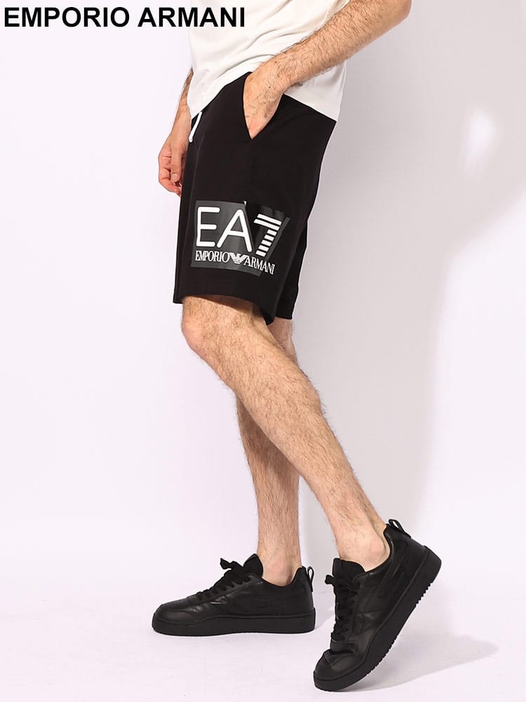 EMPORIO ARMANI (エンポリオアルマーニ) 裾ロゴプリント ウエストコード スウェットショーツ EA73DPS63PJ05Z メンズ