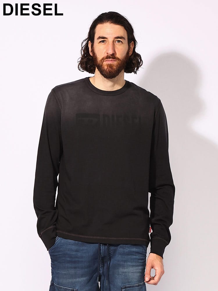 DIESEL (ディーゼル) コットンジャージー ウォータープリント 長袖 T 