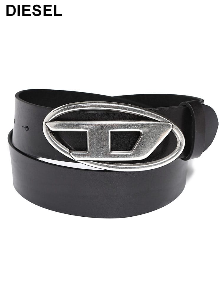 DIESEL (ディーゼル) プルアップレザー Dロゴ バックル留め ベルト 1DR メンズ