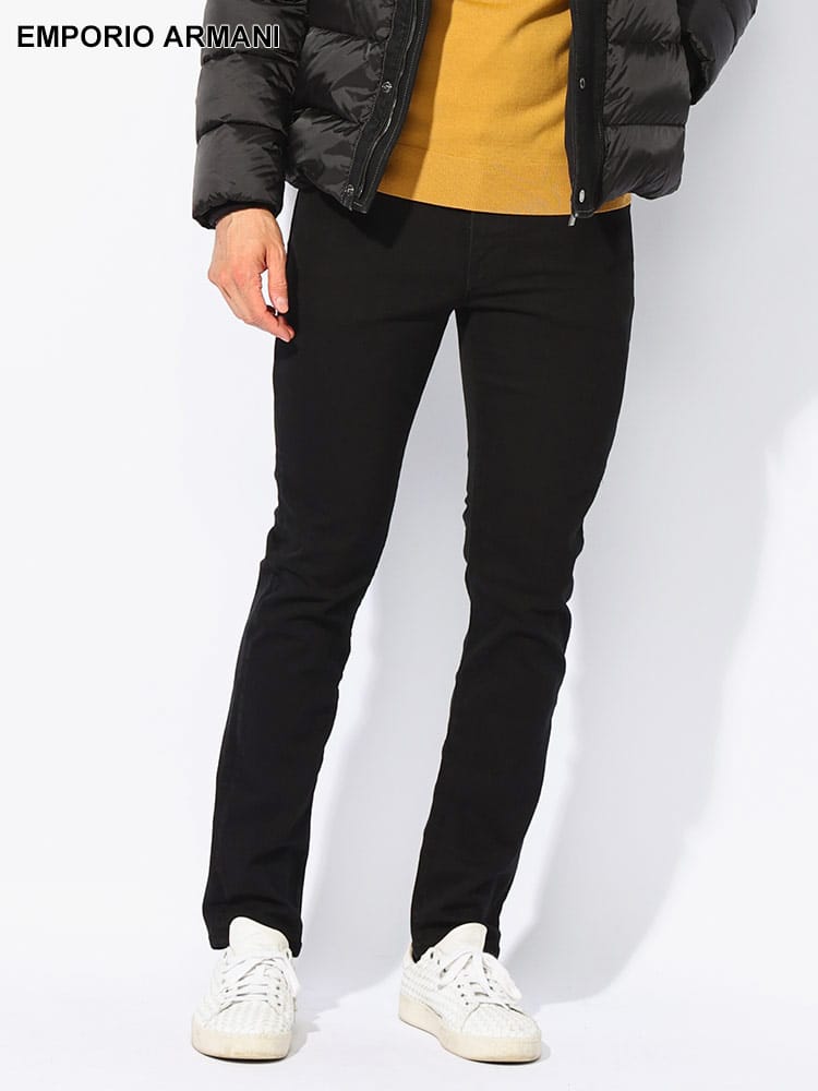 EMPORIO ARMANI (エンポリオアルマーニ) ジップフライ ブラックデニム ジーンズ SLIMFIT EA6D1J061D96Z メンズ