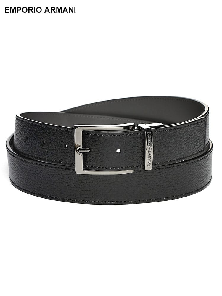 EMPORIO ARMANI (エンポリオアルマーニ) パルメラートレザー バックル回転式  リバーシブル ベルト EAY4S195YLO8J メンズ