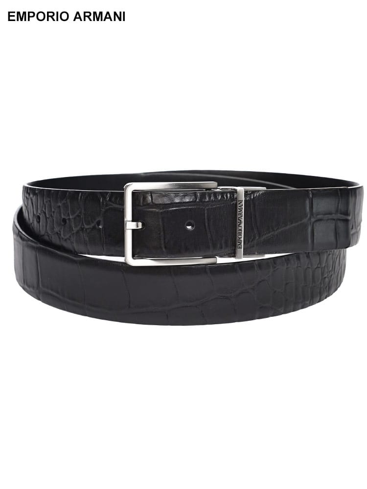 EMPORIO ARMANI ( エンポリオアルマーニ) レザー クロコダイル調 ピンバックル ベルト EAY4S658YQ96E メンズ