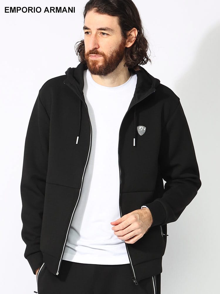 EMPORIO ARMANI (エンポリオアルマーニ) 胸ラバーロゴ リフレクトテープ ジップアップパーカー EA78NPM20PJ4EZ メンズ