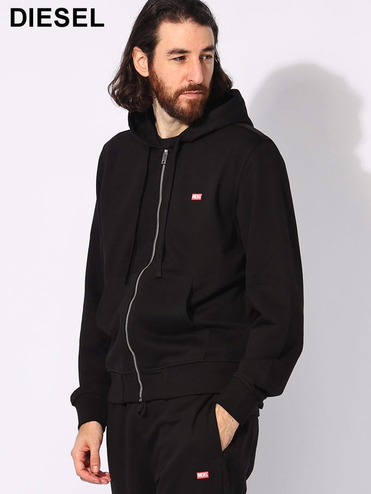DIESEL (ディーゼル) コットンジャージー ワンポイントロゴ フルジップ パーカー  DSA148330HAYT メンズ