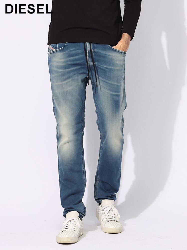 DIESEL (ディーゼル) ストレッチ ダメージ加工 スリムフィット ジョグジーンズ D-KROOLEY JOGG DSA11883068MG メンズ
