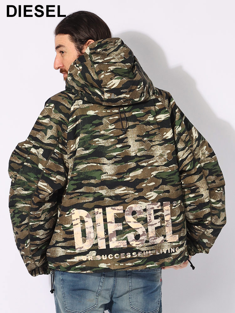 DIESEL (ディーゼル) カモフラ柄 バックロゴ ジッパー付きポケット フルジップ ブルゾン DSA154370JP【サカゼン公式通販】