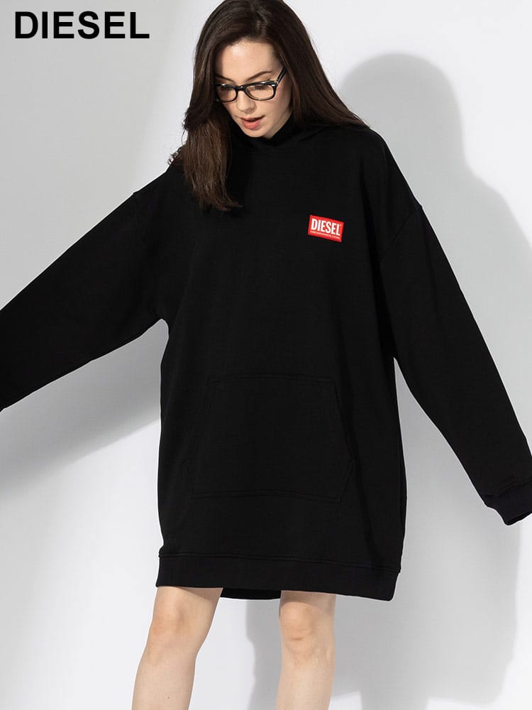 DIESEL (ディーゼル) ボックスロゴ ポケット付き パーカーワンピース DSLA149300ILAC レディース