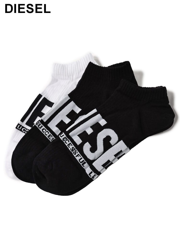 DIESEL (ディーゼル) 3パック ロゴ ローカット ソックス DS00SI8H0EGBH メンズ