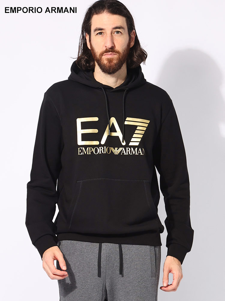 EMPORIO ARMANI (エンポリオアルマーニ) メタリックロゴ ポケット付き プルオーバー パーカー EA76D【サカゼン公式通販】