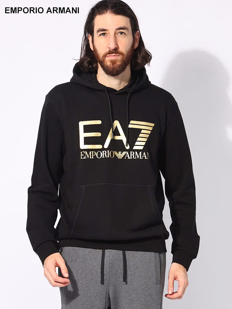 EMPORIO ARMANI (エンポリオアルマーニ) メタリックロゴ ポケット付き プルオーバー パーカー EA76DPM16PJSHZ メンズ