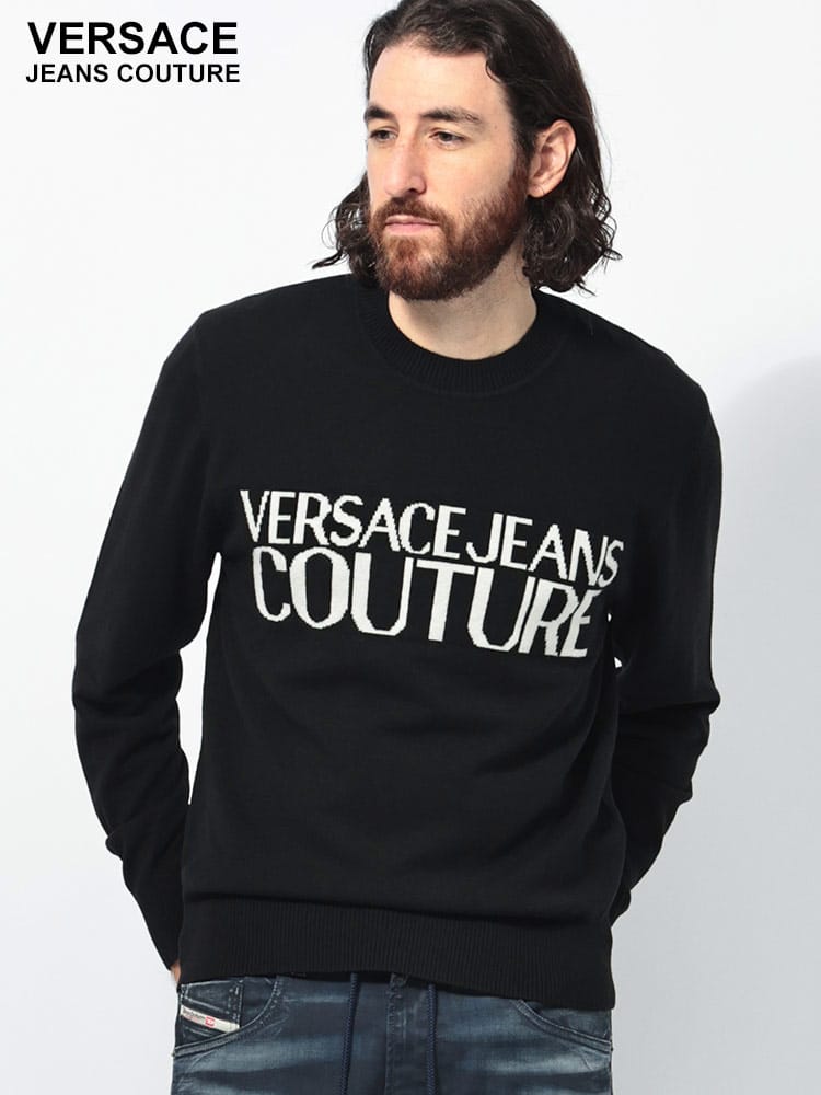 VERSACE JEANS COUTURE (ヴェルサーチェ ジーンズ クチュール) ロゴ クルーネック ニット VC77GAFM01 メンズ