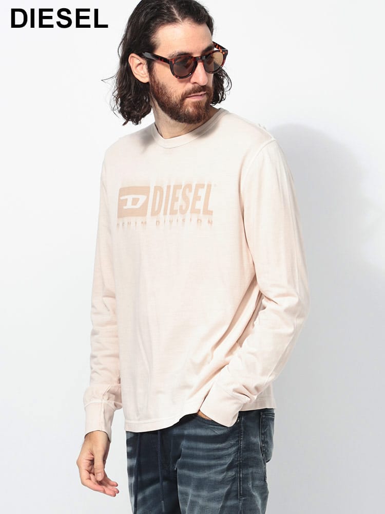 DIESEL (ディーゼル) ロゴプリント クルーネック 長袖 Tシャツ DSA140210AJDD メンズ