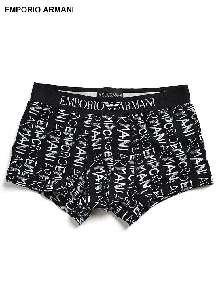 EMPORIO ARMANI (エンポリオアルマーニ) ストレッチコットン 総柄ロゴ 前閉じ ボクサーパンツ【サカゼン公式通販】