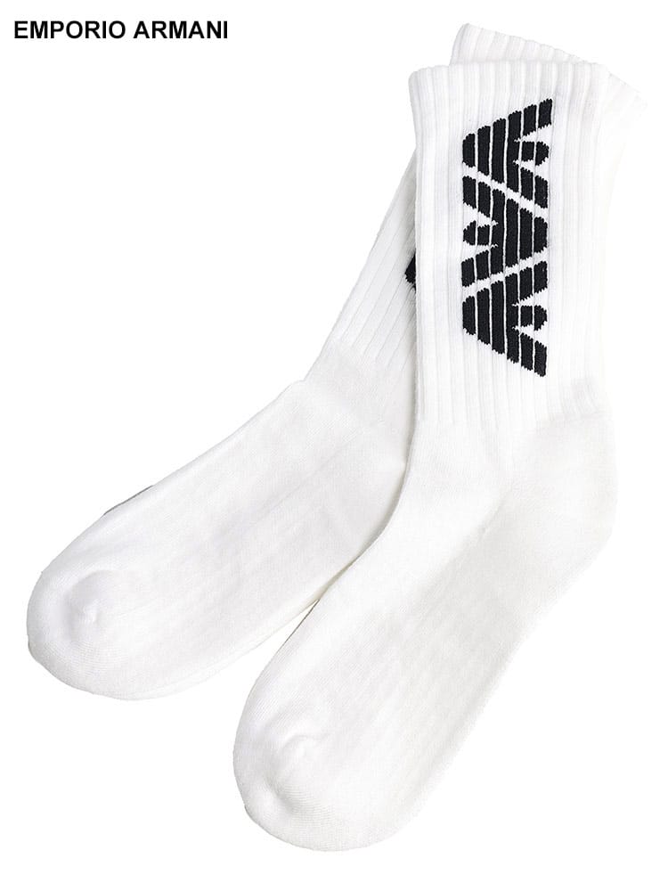 EMPORIO ARMANI (エンポリオアルマーニ) ロゴ リブ ソックス 2足セット EAU3031224F300 メンズ