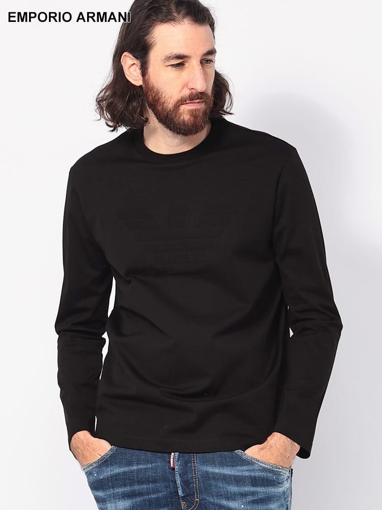 EMPORIO ARMANI (エンポリオアルマーニ) ロゴ クルーネック 長袖 Tシャツ AQUILA EA8N1TD71JGYZ メンズ