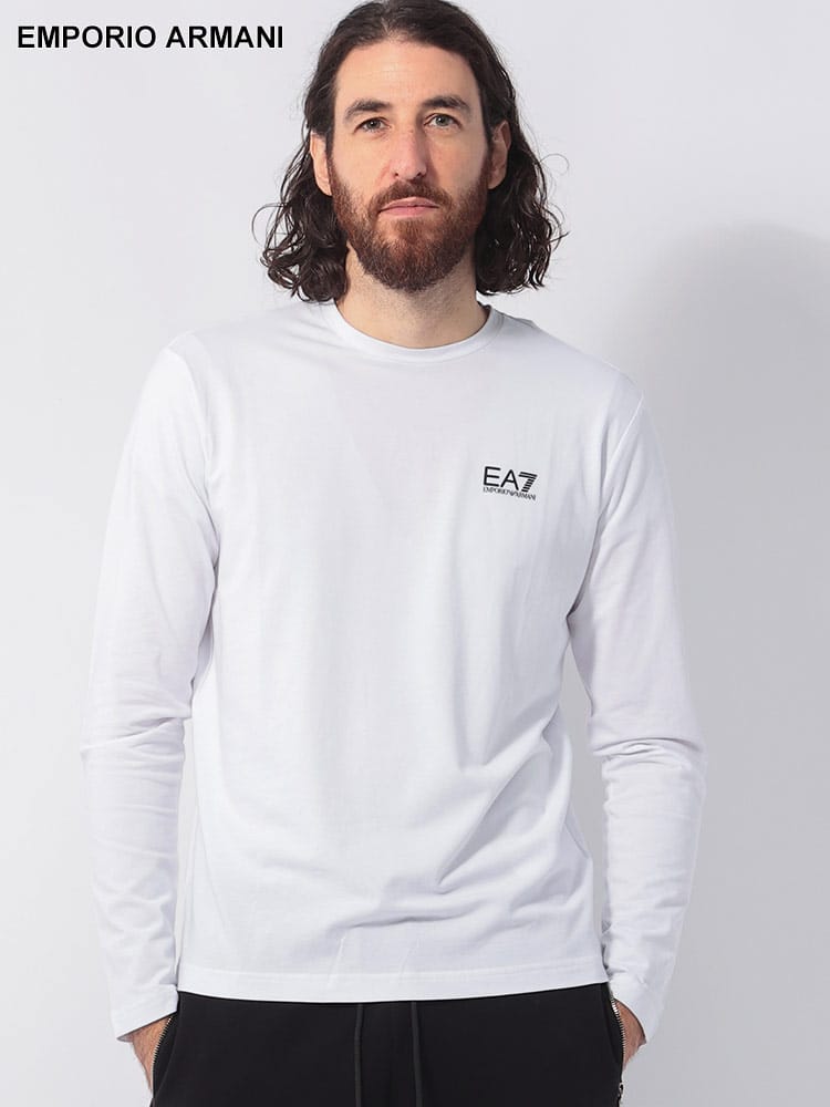 EMPORIO ARMANI (エンポリオアルマーニ) ストレッチ 胸ロゴ クルーネック 長袖 Tシャツ EA78NPT28PJVQZ メンズ