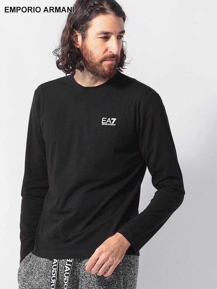 EMPORIO ARMANI (エンポリオアルマーニ) ストレッチ 胸ロゴ クルーネック 長袖 Tシャツ EA78NPT28PJVQZ メンズ