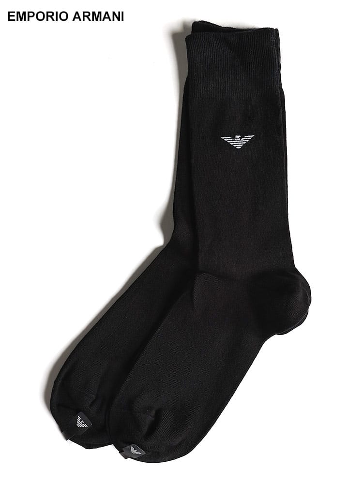 EMPORIO ARMANI (エンポリオアルマーニ) ワンポイント ショートソックス 2足セット EAU302302CC114 メンズ