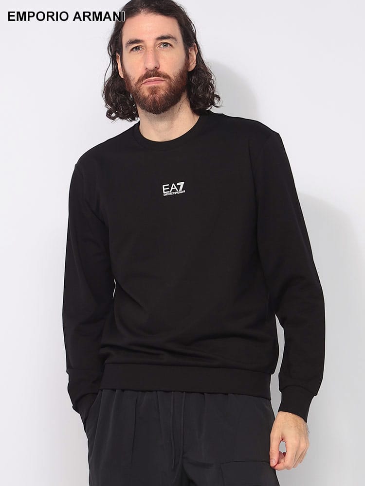 EMPORIO ARMANI (エンポリオアルマーニ) フロントロゴ リブ クルーネック トレーナー EA78NPM30PJVRZ メンズ