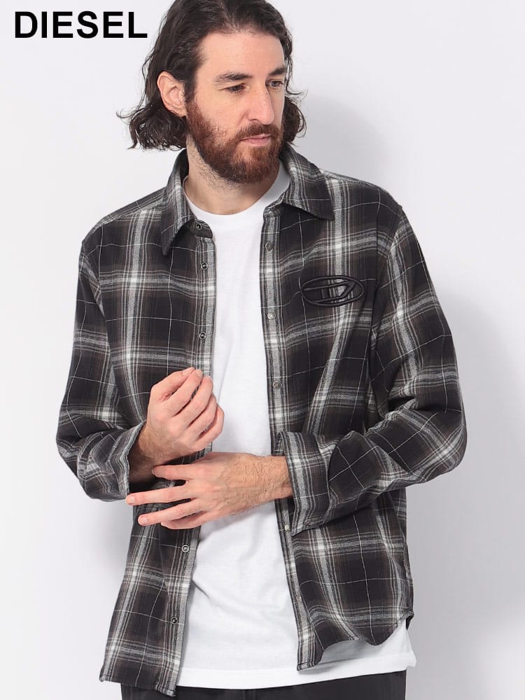 DIESEL (ディーゼル) ロゴ刺繍 チェック柄 長袖 シャツ DSA146370PITX メンズ