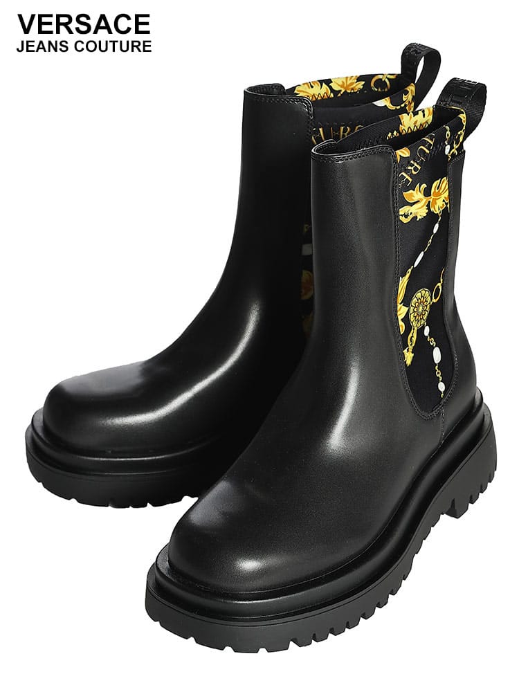 VERSACE JEANS COUTURE (ヴェルサーチェ ジーンズ クチュール) 合成皮革 プリント チェルシーブーツ VCL77VA3S60ZS86 レディース