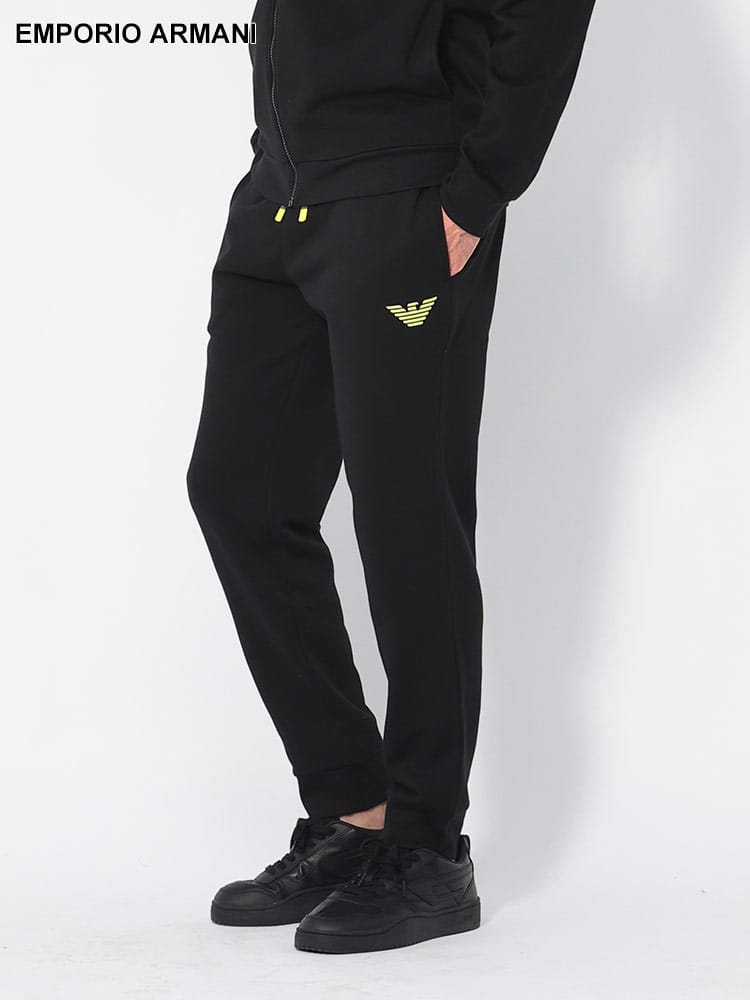 EMPORIO ARMANI (エンポリオアルマーニ) 裏起毛 ロゴ刺繍 ウエストコード スウェットパンツ EAU1118734F571 メンズ