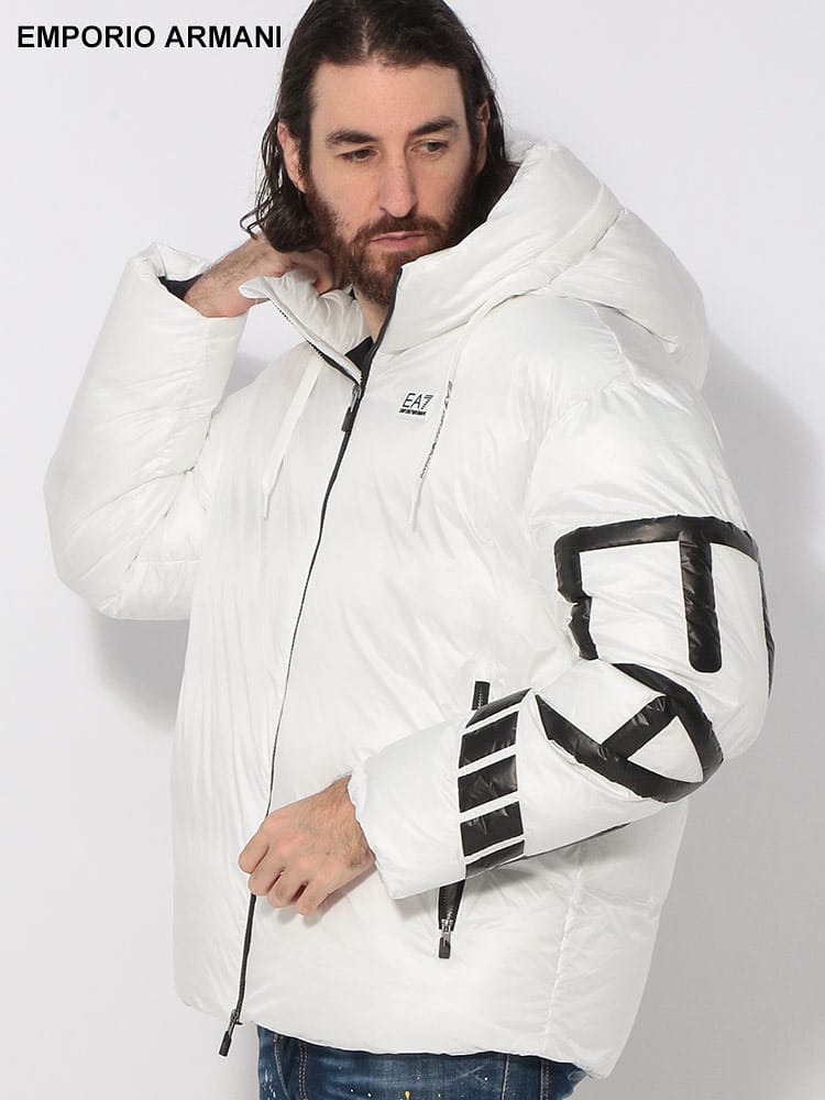EMPORIO ARMANI (エンポリオアルマーニ) 袖BIGロゴ フルジップ 中綿 ジャケット EA76DPB19PNGAZ メンズ