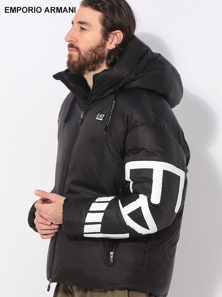 EMPORIO ARMANI (エンポリオアルマーニ) 袖BIGロゴ フルジップ 中綿 ジャケット EA76DPB19PNGAZ メンズ