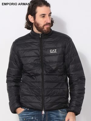 EMPORIO ARMANI (エンポリオアルマーニ) 胸ロゴ スタンド フルジップ ライトダウン ジャケット EA78NPB23PNGPZ メンズ