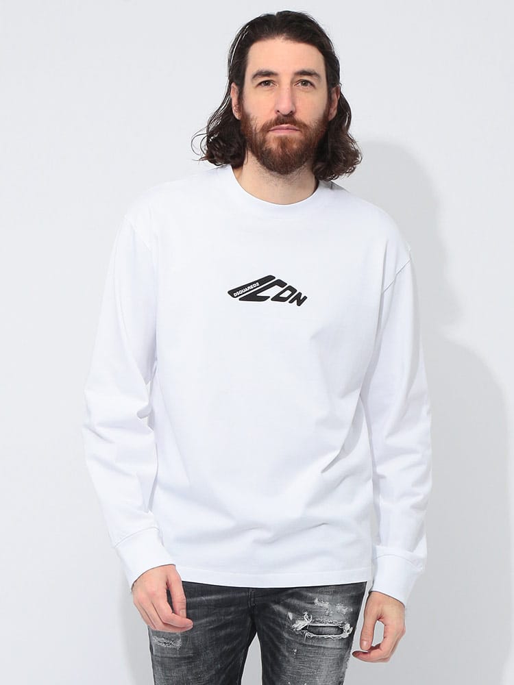 DSQUARED2 (ディースクエアード) ICON プリント クルーネック 長袖 T 