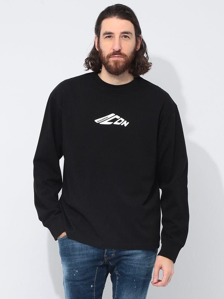 DSQUARED2 (ディースクエアード) ICON プリント クルーネック 長袖 T 