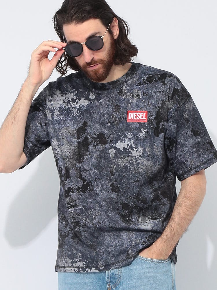 DIESEL (ディーゼル) マーブルウォッシュ クルーネック 半袖 Tシャツ DSA164030QLAF メンズ
