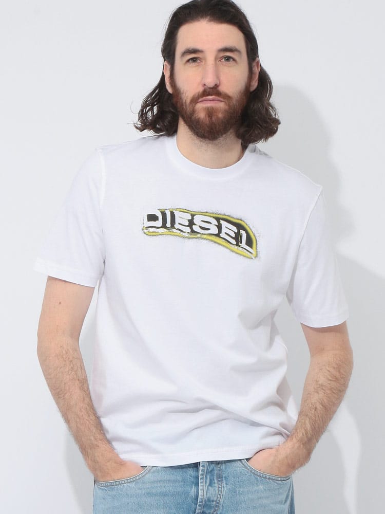 DIESEL (ディーゼル) パフプリント クルーネック 半袖 Tシャツ DSA163970GRAI メンズ