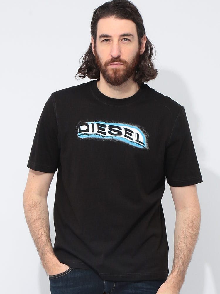 DIESEL (ディーゼル) パフプリント クルーネック 半袖 Tシャツ DSA163970GRAI メンズ