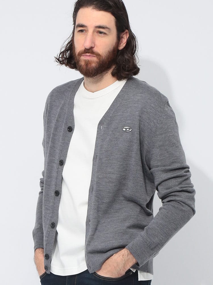 DIESEL (ディーゼル) ウール 胸ロゴ カーディガン DSA174430DCCH メンズ