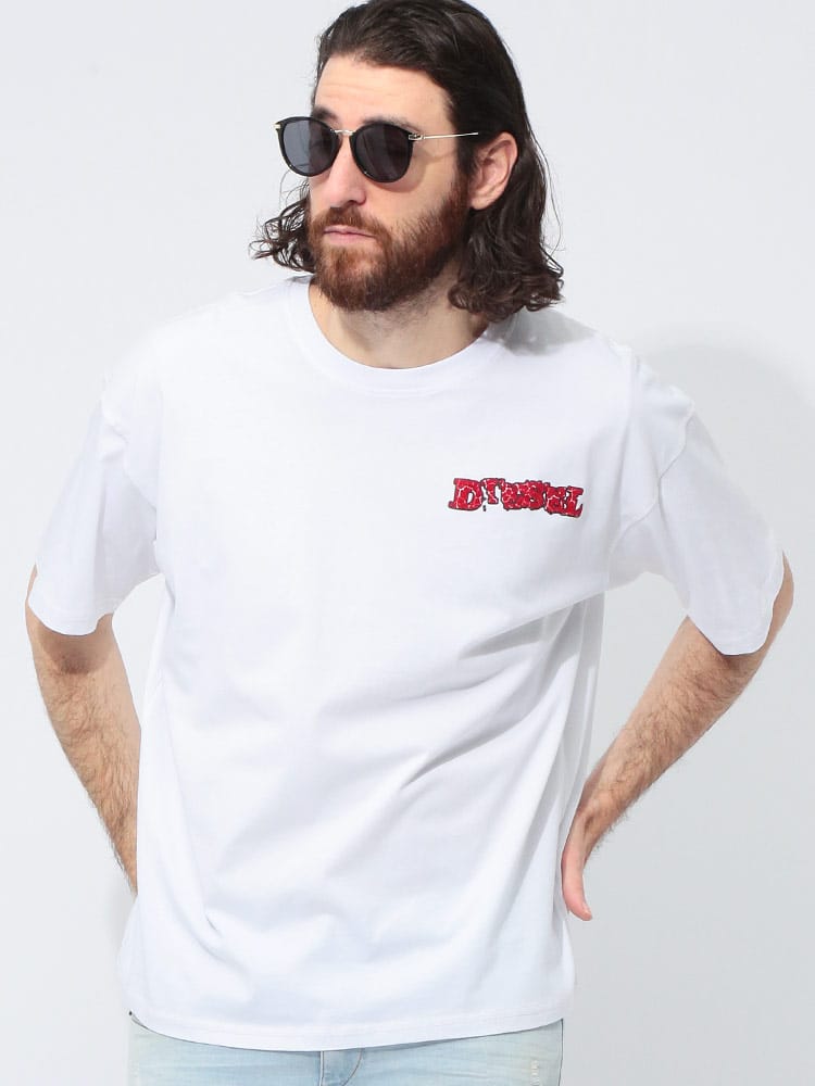 DIESEL (ディーゼル) 胸ロゴ パフプリント クルーネック 半袖 Tシャツ DSA167070QIAM